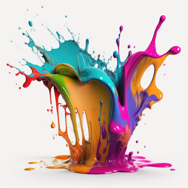 Splashes of liquid multicolored paint Generative AI