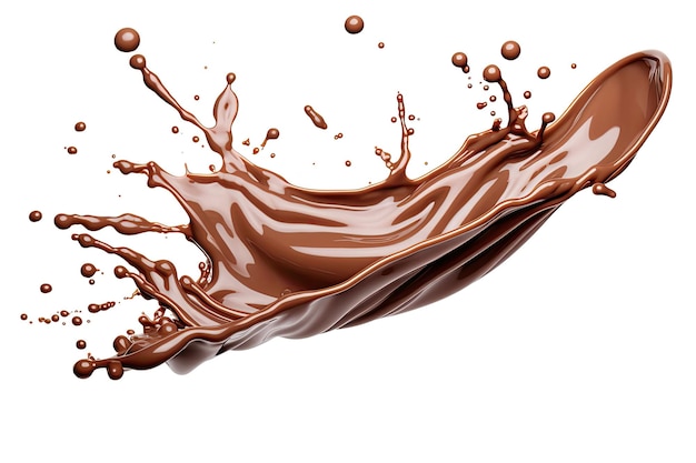 Splashes of milk chocolate on a white background