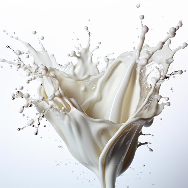 Splashes of milk fresh cow white milk AI generated image