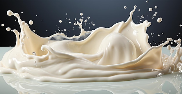 Splashes of milk fresh cow white milk AI generated image