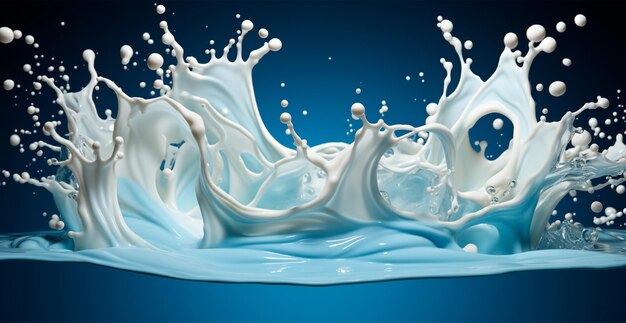 Splashes of milk fresh cow white milk AI generated image