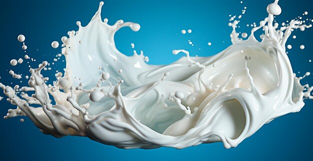 Splashes of milk fresh cow white milk AI generated image