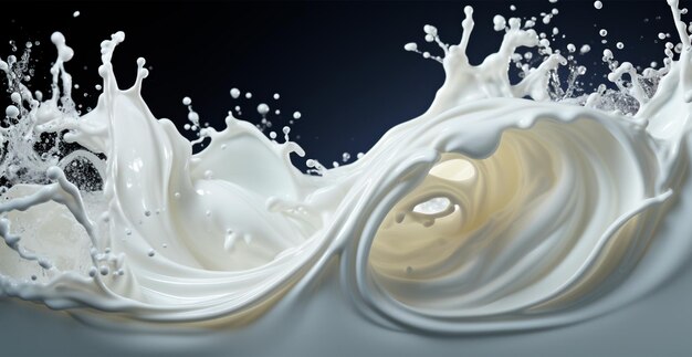 Splashes of milk fresh cow white milk AI generated image