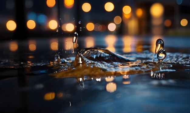 Splashes of the night rain