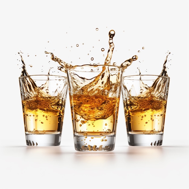 splashes out of whiskey glasses