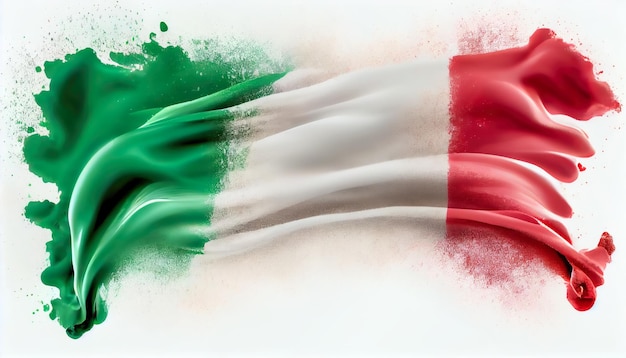 Splashes of paint in the colors of the italian flag Generative AI