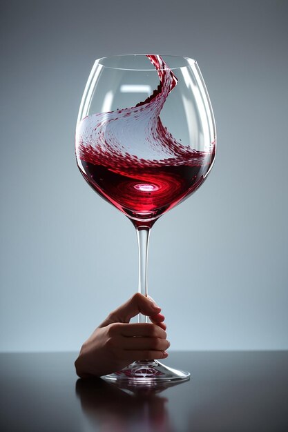 splashes of red wine in a wineglass