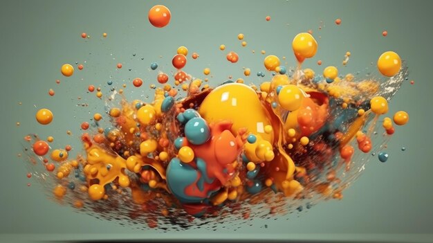 Photo splashes in the shape of bubbles or spheres ai generated