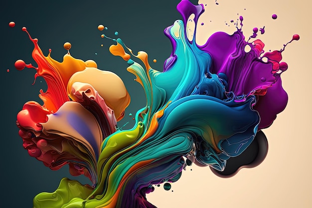 The splashes and splatters of colorful paints creating a vibrant and energetic composition Generative AI