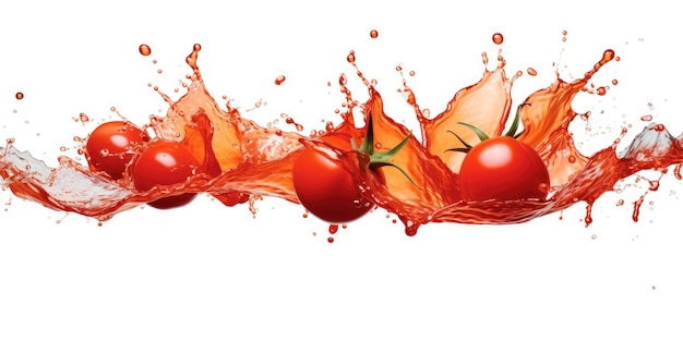 Splashes of tomato juice isolated on a white background