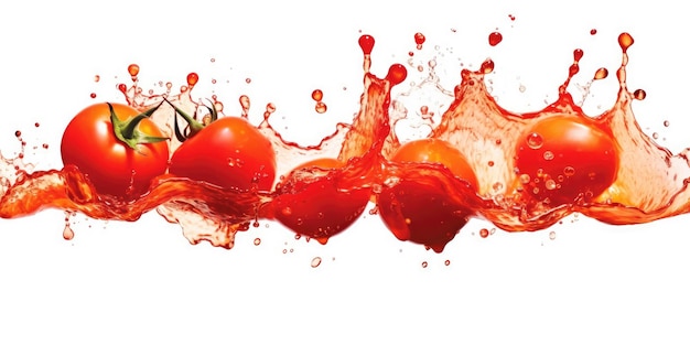 Splashes of tomato juice isolated on a white background