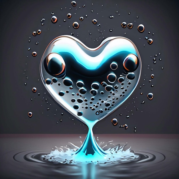 Photo splashes of water in the shape of a heart