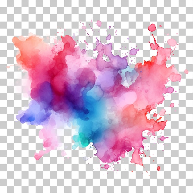 Splashes of watercolor paints on a transparent background