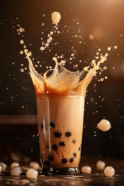 Splashing Bubble Tea met Tapioca-parels