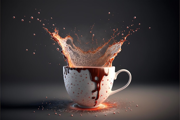 Photo splashing coffee on black background