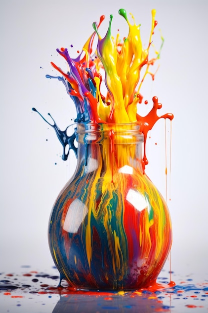 Splashing color in glass Liquid colorful water splash Generative AI