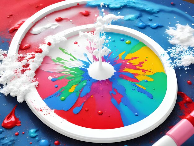 Splashing colorful powder on a frame on white background AI generation