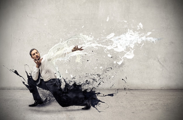 Splashing effect on a businessman