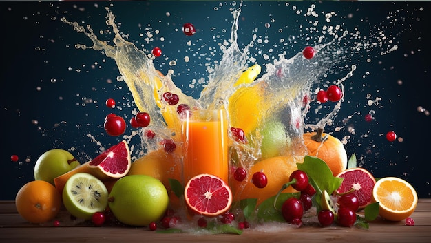 Splashing of a healthy diet juiceGenerative Ai