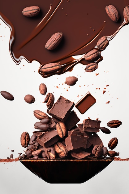 Разбрызгивание и левитация кусочков шоколада и конфет