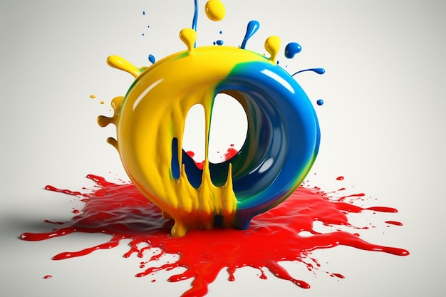 Splashing paint in primary colors logo letter a dropping into the center