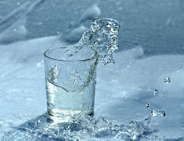 ガラスから水をはねかける