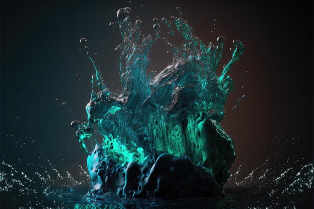 Photo splashing water with a colorful glow