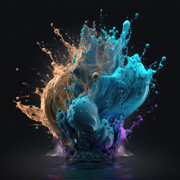 Photo splashing water with a colorful glow