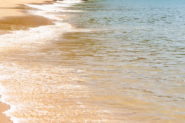 Splashing Waves in Sand. Brazilian Beach Vacation Concept.