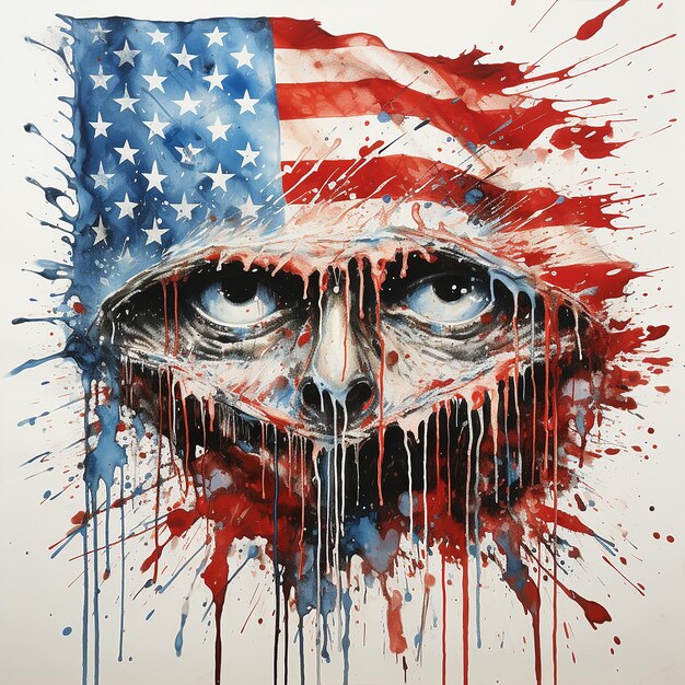 splattery_American_flag_getekend_door_Ralph_Steadman