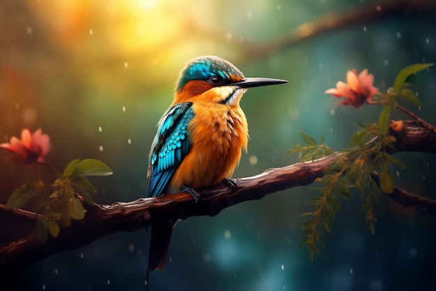 A splendid bird gracefully perched on a branch Generative Ai