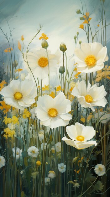 Splendid Spines White and Yellow Field Flowers