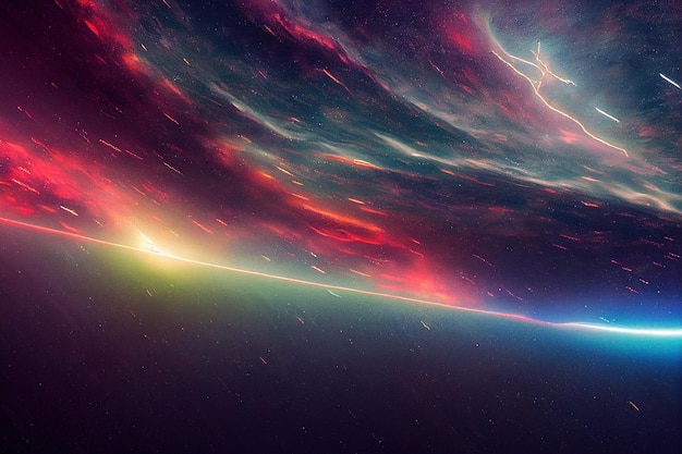 Splendid vibrant color starry galaxy universe in digital art 3D illustration