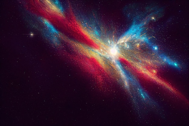 デジタル アート 3 D イラストで素晴らしい鮮やかな色の星空の銀河宇宙