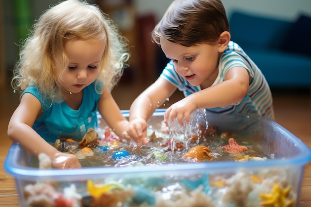 Photo splishsplash sensory fun crop kids delight in water toy sensory bin