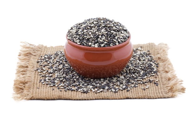 Split Black Lentil on White Background