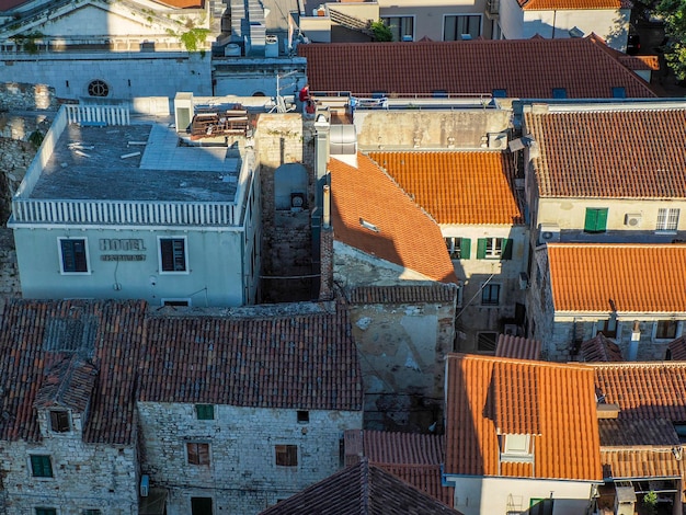 Split croatia aerial view taken from the tower of old town palace of the roman emperor diocletian