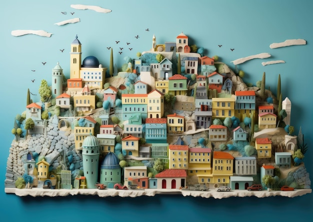 Photo split croatia with 3d craft and isolated background