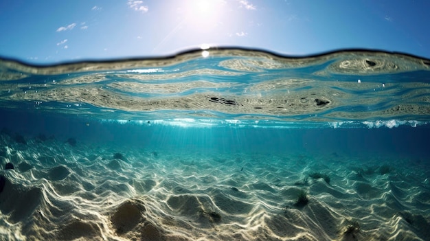 Split perspective above and below the water surface