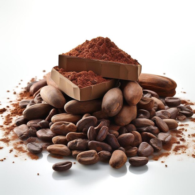 Разделение какао на белом фоне