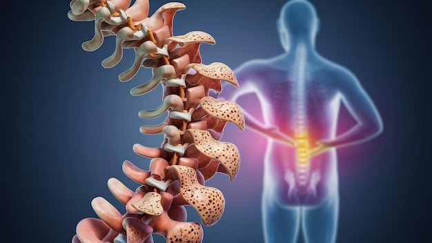 Spondylosis and scoliosis 3d illustration contains clipping path