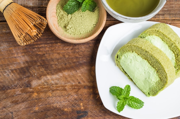 Sponge cake of matcha tea