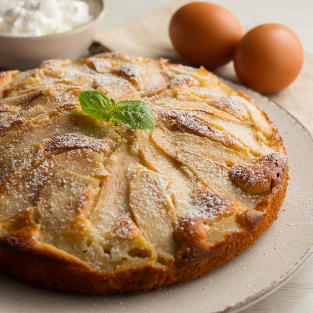 Sponge cake with pear and yogurt Delicious traditional Italian recipe