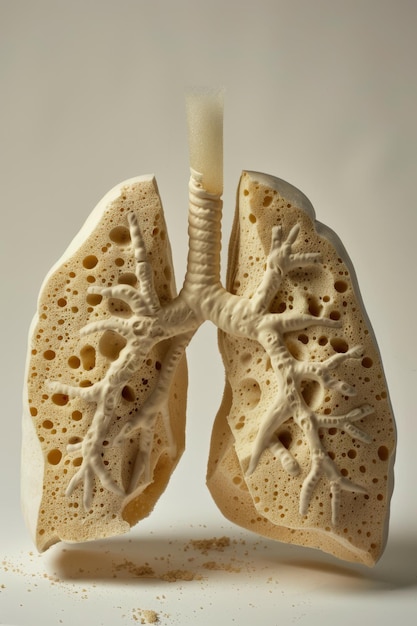 Photo a sponge in the shape of lungs