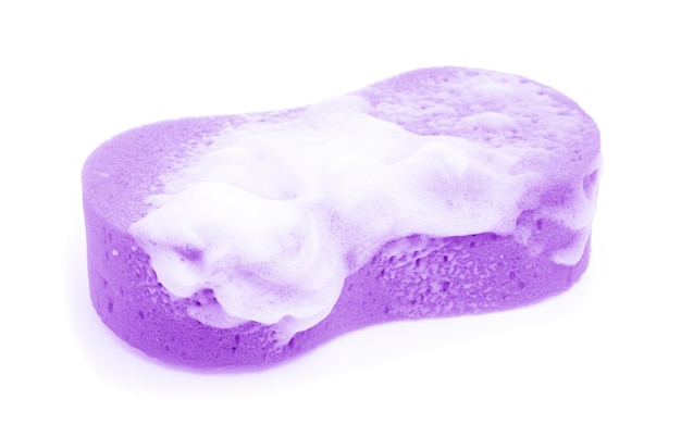 Фото Губка с пенным мылом на белом фоне