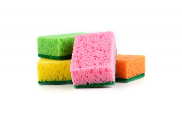 Sponges for dishes on white background