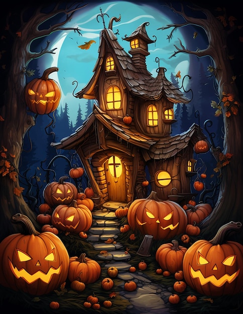 Spookachtig Halloween-huis Griezelig Halloween-herenhuis