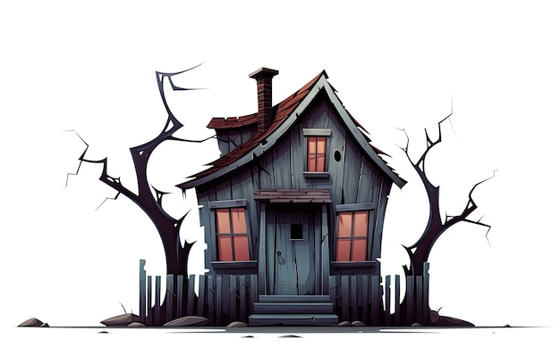 Spookhuis geïsoleerd op witte achtergrond clipart voor Halloween Generatieve AI