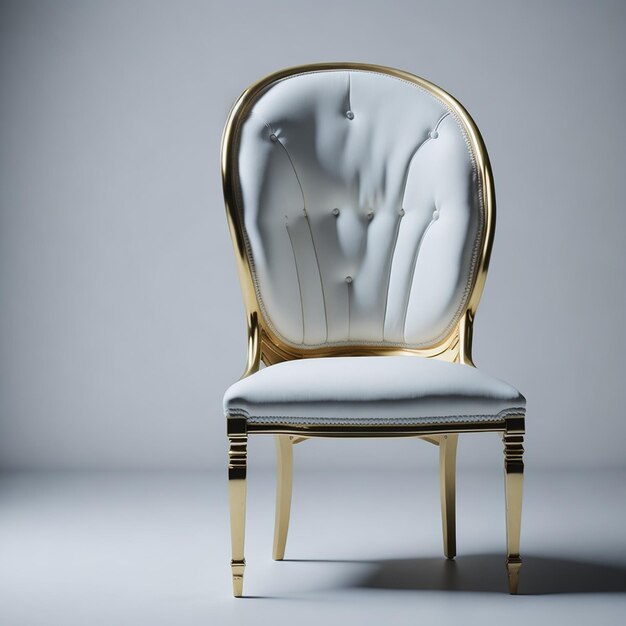 Spookstoel met wit paneel en gouden knop op een witte achtergrond