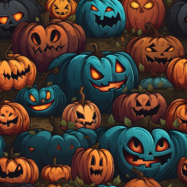 Spooktaculaire Pompoenparade Kleurrijke Halloween Vectorachtergrond